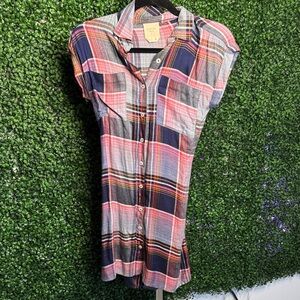 Plaid Button-Up Dress